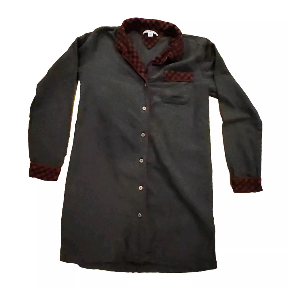 Tommy Hilfiger Womens Plaid Shirt Sleepwear Dress Size Small Red And Gray